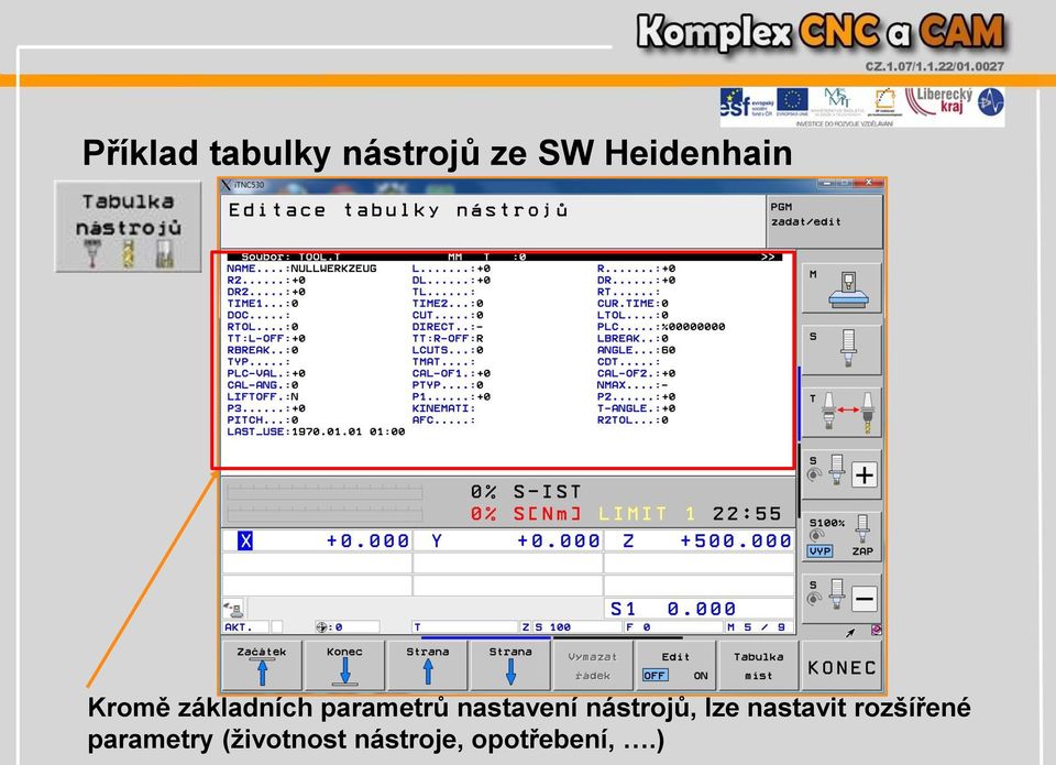 nastavení nástrojů, lze nastavit