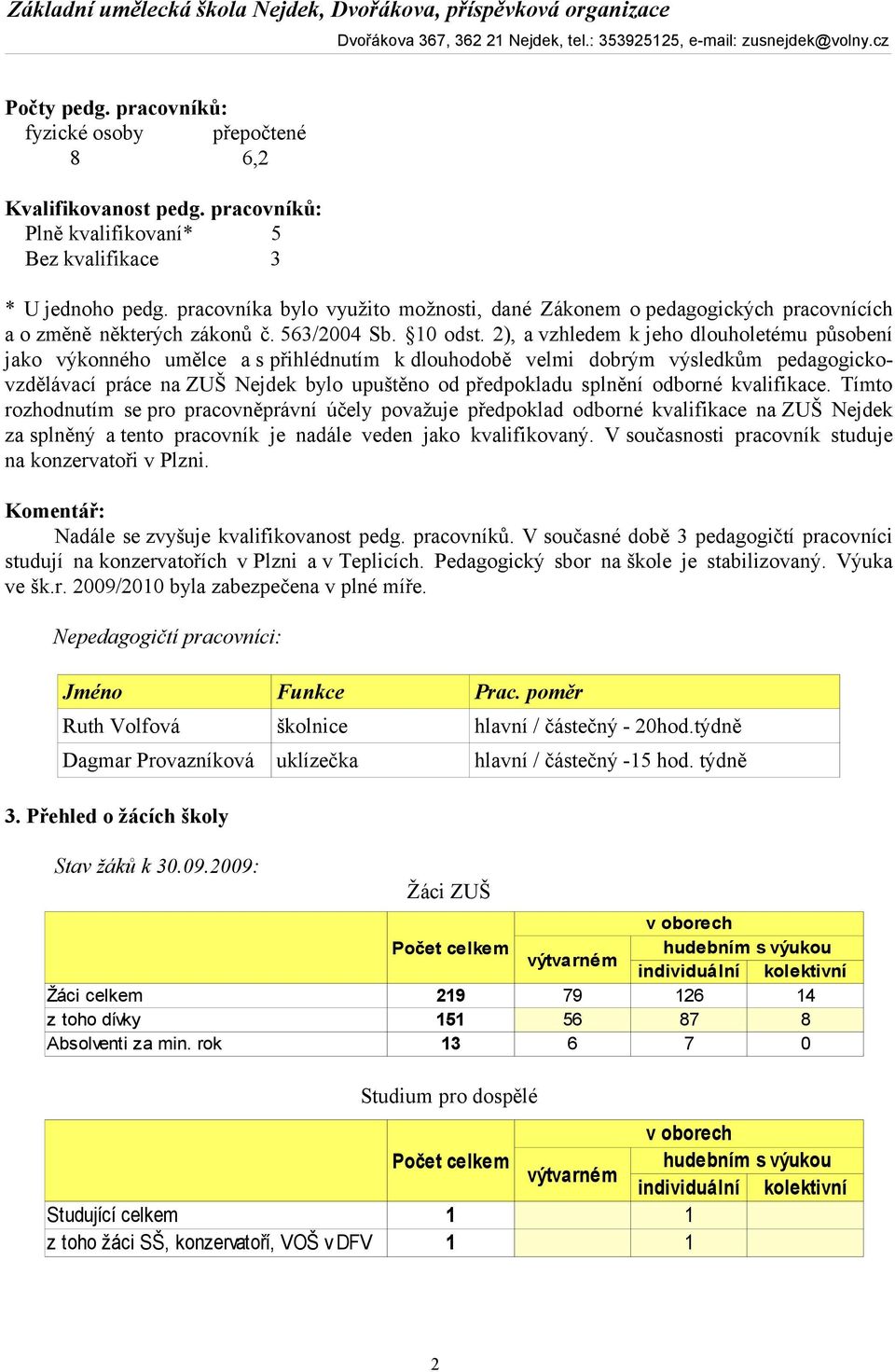 2), a vzhledem k jeho dlouholetému působení jako výkonného umělce a s přihlédnutím k dlouhodobě velmi dobrým výsledkům pedagogickovzdělávací práce na ZUŠ Nejdek bylo upuštěno od předpokladu splnění