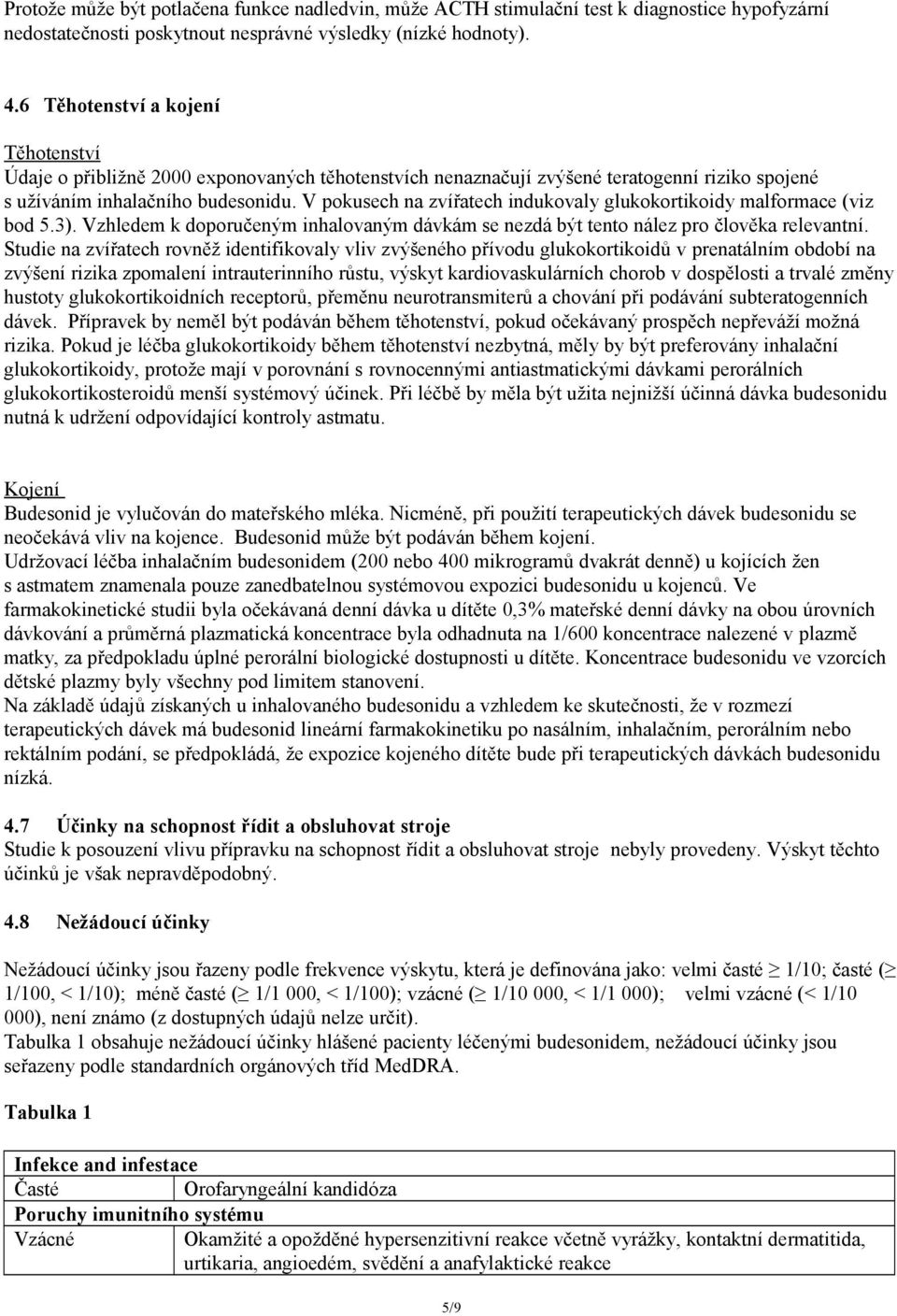 V pokusech na zvířatech indukovaly glukokortikoidy malformace (viz bod 5.3). Vzhledem k doporučeným inhalovaným dávkám se nezdá být tento nález pro člověka relevantní.