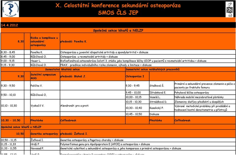 stádia jako komplikace léčby GIOP u pacientů s revmatoidní artritidou + diskuze 9,15-9,30 Růžičková O.