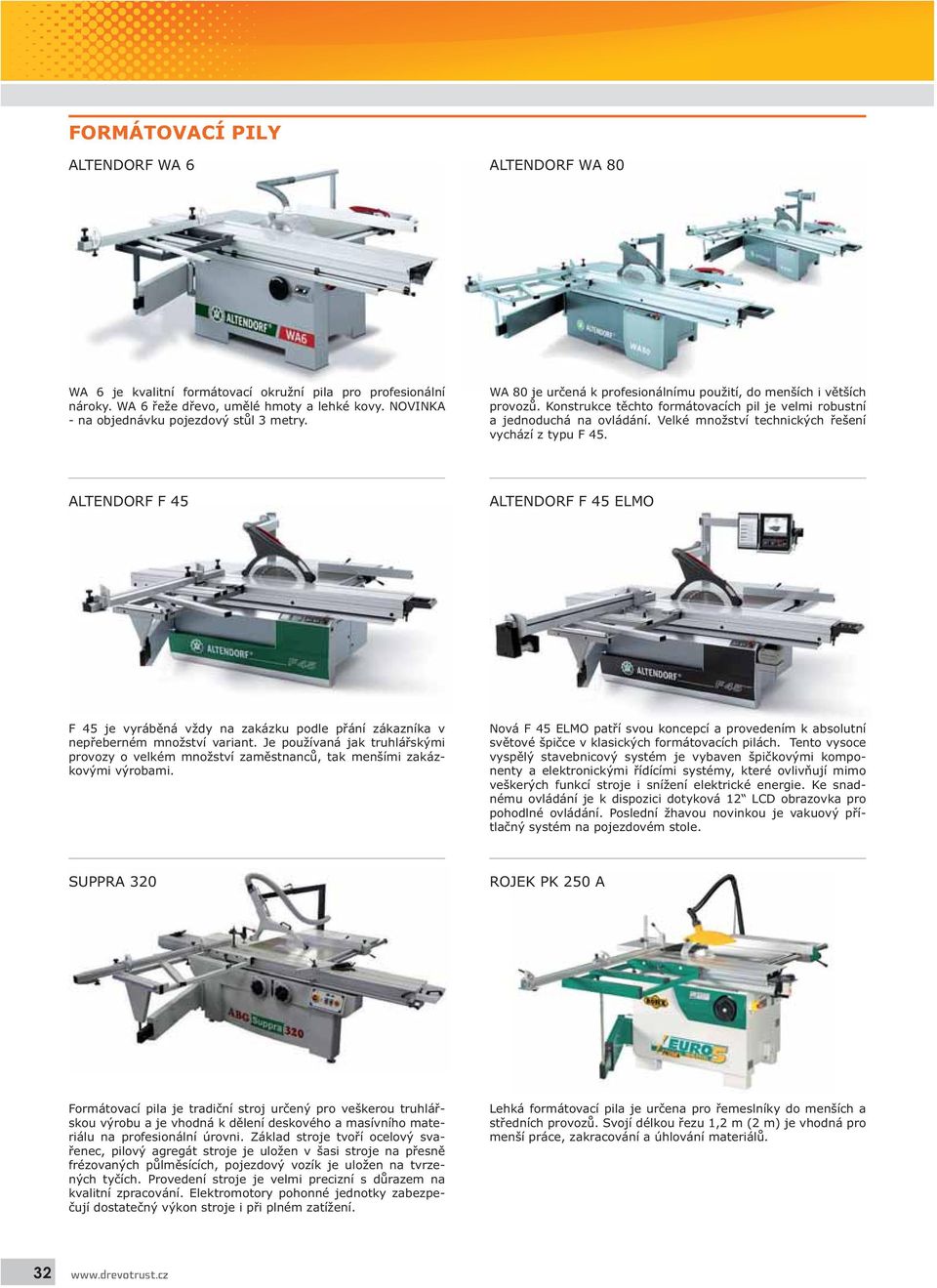 Velké množství technických ešení vychází z typu F 45. ALTENDORF F 45 ALTENDORF F 45 ELMO F 45 je vyráb ná vždy na zakázku podle p ání zákazníka v nep eberném množství variant.