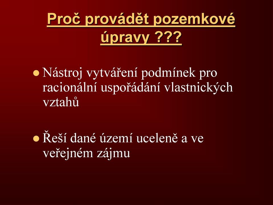 racionální uspořádání vlastnických