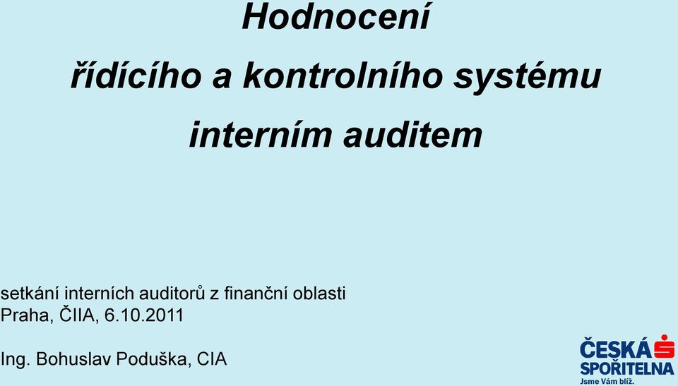 interních auditorů z finanční oblasti