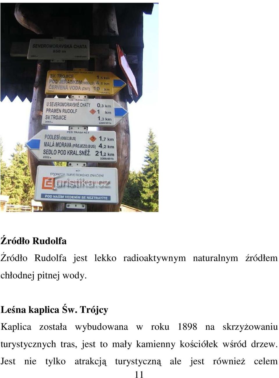 Trójcy Kaplica została wybudowana w roku 1898 na skrzyżowaniu turystycznych