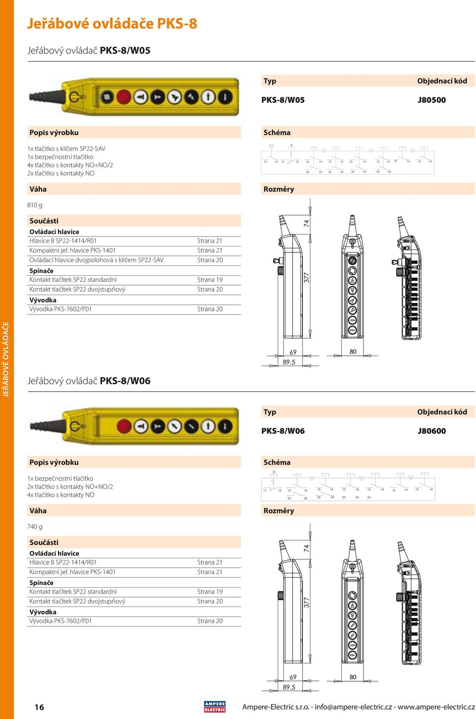 hlavice PKS-0 Strana dvojpolohová s klíčem SP-SAV Strana 0 Kontakt tlačítek SP standardní Strana 9 Kontakt tlačítek SP dvojstupňový Strana 0 PKS-760/P0 Strana 0 77 Jeřábový