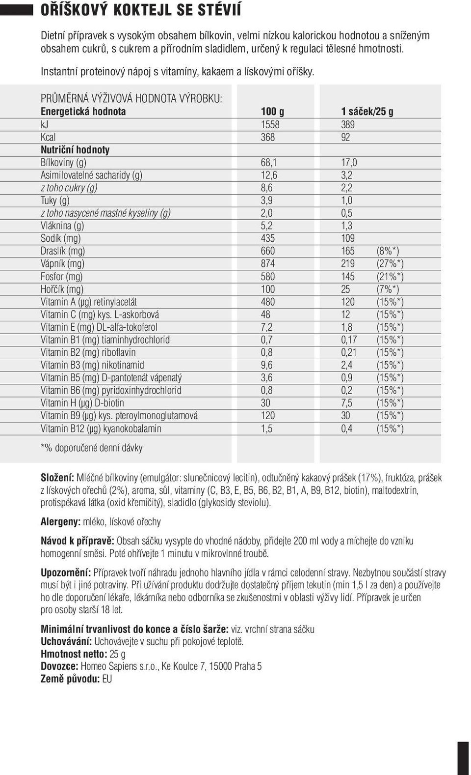 (mg) 435 109 Draslík (mg) 660 165 (8%*) Vápník (mg) 874 219 (27%*) Fosfor (mg) 580 145 (21%*) Hořčík (mg) 100 25 (7%*) Vitamin B1 (mg) tiaminhydrochlorid 0,7 0,17 (15%*) Vitamin B6 (mg)