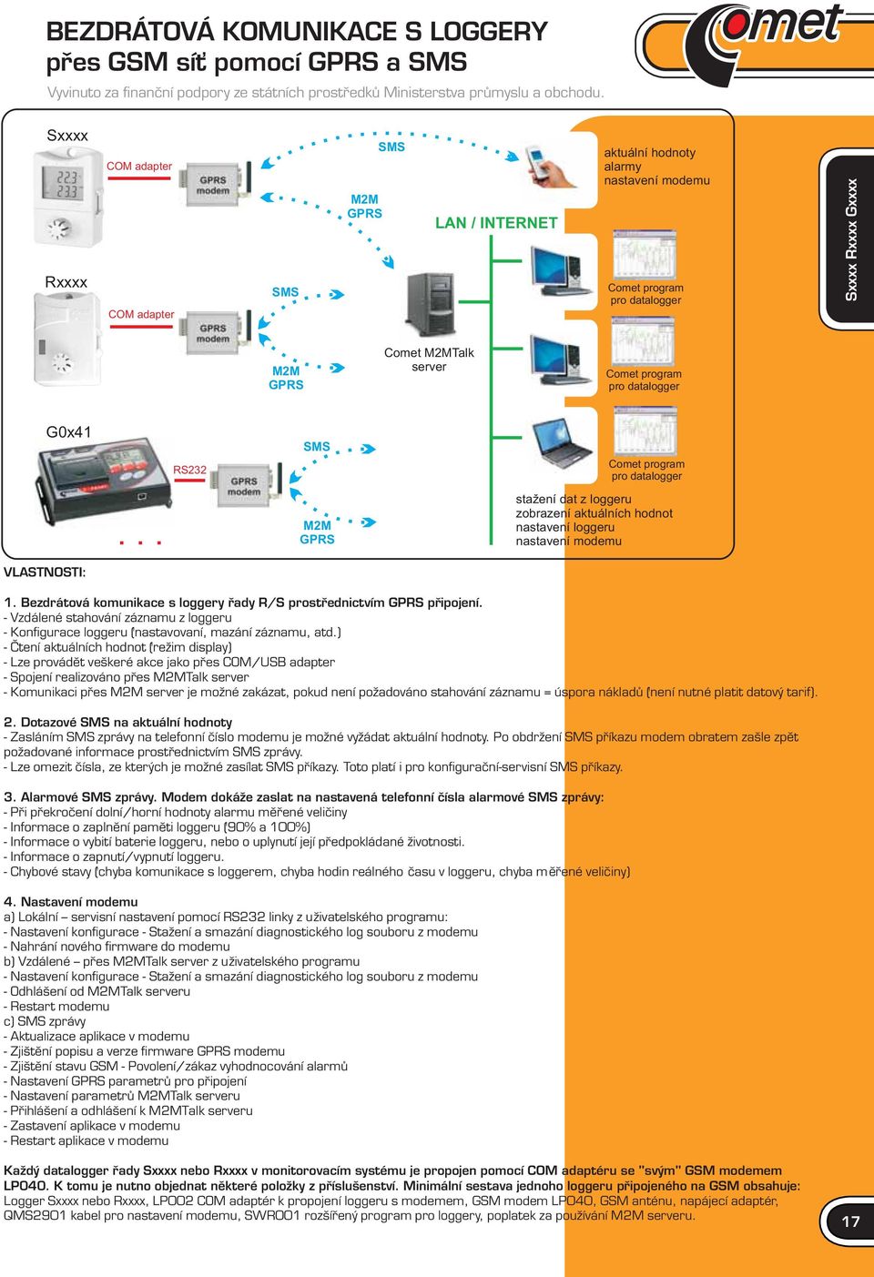 pro datalogger G0x41 RS3 SMS Comet program pro datalogger MM GPRS stažení dat z loggeru zobrazení aktuálních hodnot nastavení loggeru nastavení modemu VLASTNOSTI: 1.