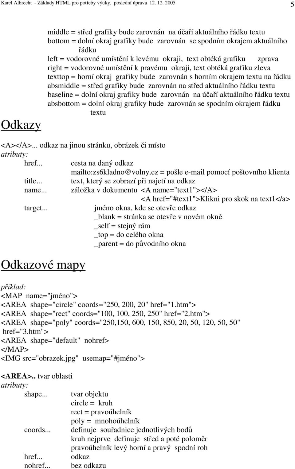 bude zarovnán na střed aktuálního řádku textu baseline = dolní okraj grafiky bude zarovnán na účaří aktuálního řádku textu absbottom = dolní okraj grafiky bude zarovnán se spodním okrajem řádku textu