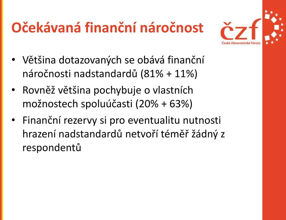 vlastních možnostech spoluúčasti (20% + 63%) Finanční rezervy si pro