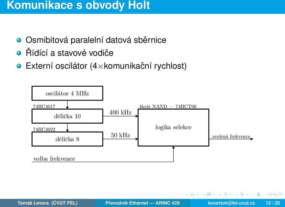 4krát NAND 74HCT00 74HC4022 dělička 8 50 khz logika selekce zvolená frekvence volba