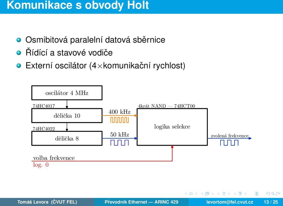 4krát NAND 74HCT00 74HC4022 dělička 8 50 khz logika selekce zvolená frekvence volba