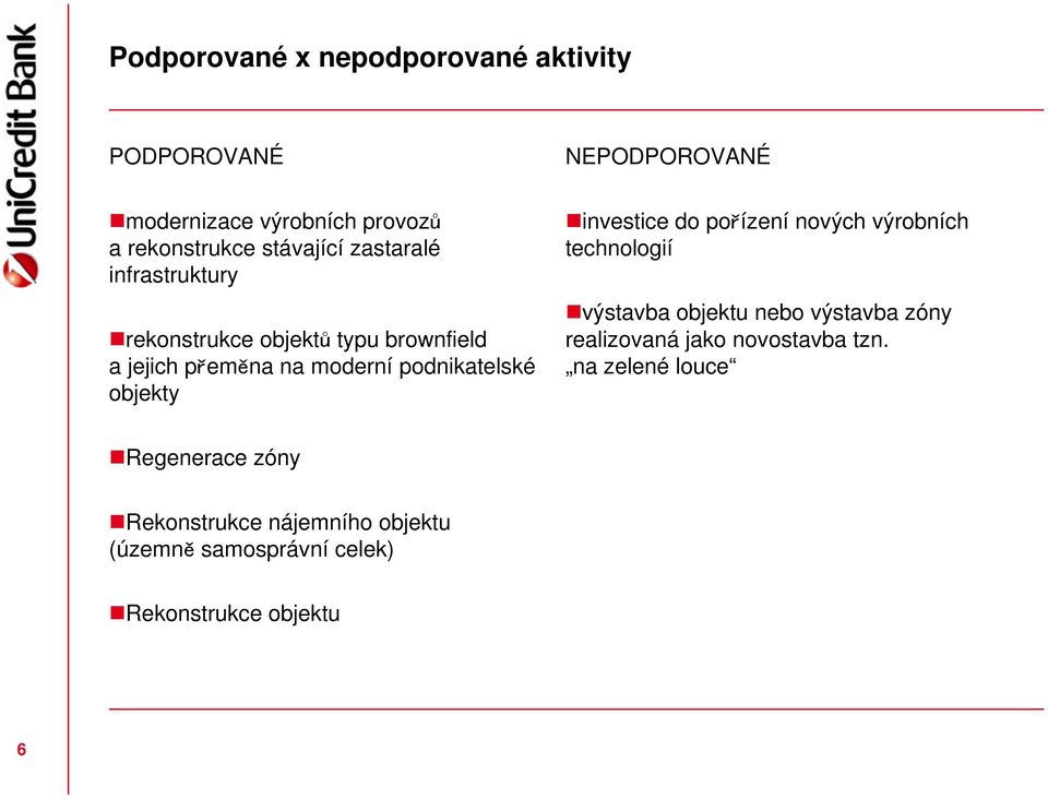 objekty investice do pořízení nových výrobních technologií výstavba objektu nebo výstavba zóny realizovaná jako