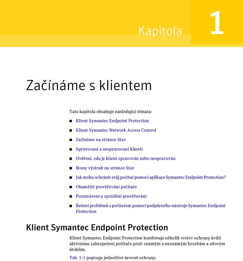 Okamžité prověřování počítače Pozastavení a zpoždění prověřování Řešení problémů s počítačem pomocí podpůrného nástroje Symantec Endpoint Protection Klient Symantec Endpoint Protection