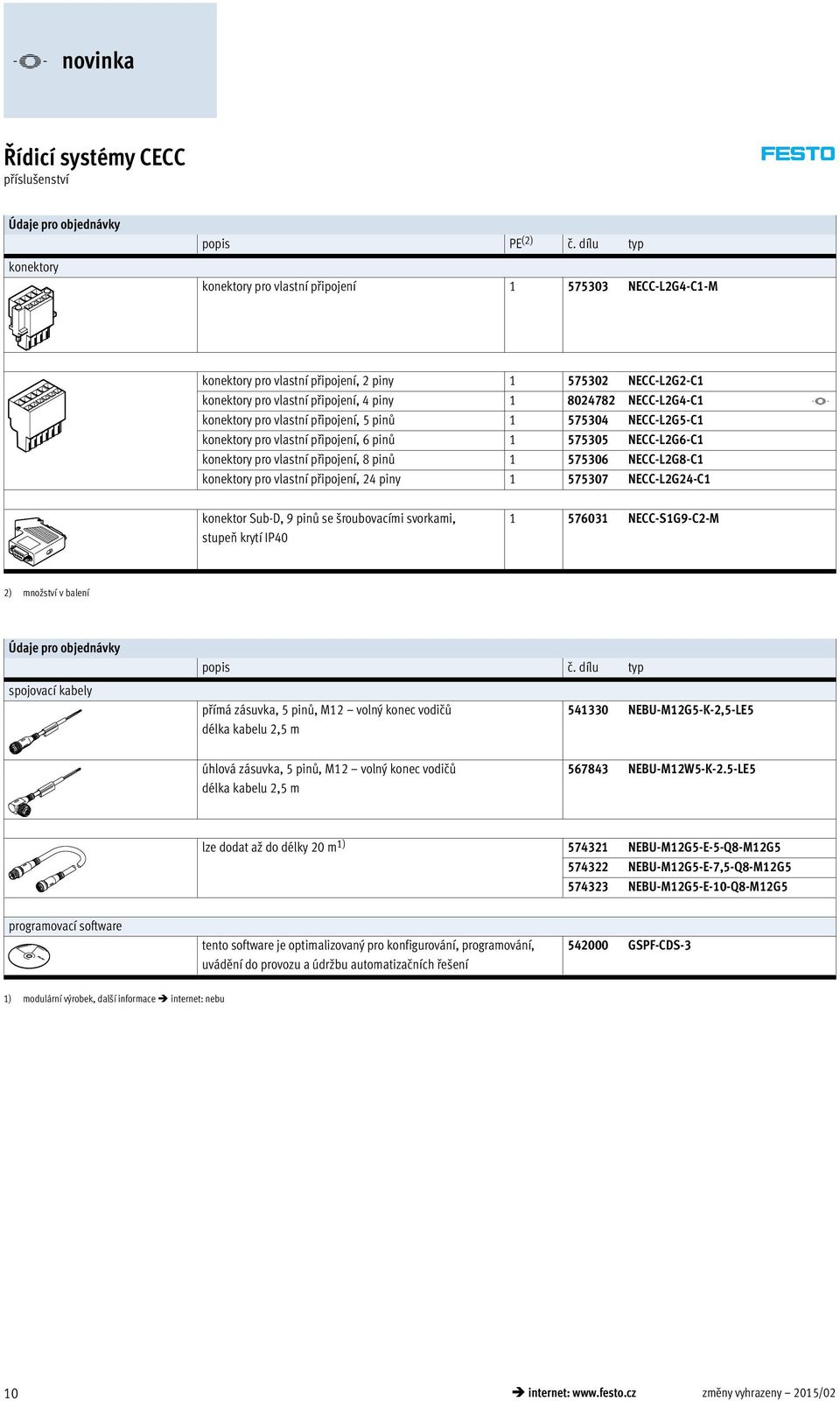 -Vkonektory pro vlastní připojení, 5 pinů 1 575304 NECC-L2G5-C1 konektory pro vlastní připojení, 6 pinů 1 575305 NECC-L2G6-C1 konektory pro vlastní připojení, 8 pinů 1 575306 NECC-L2G8-C1 konektory