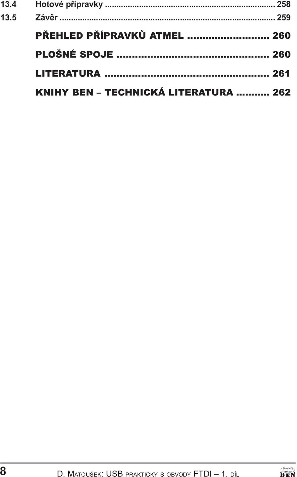 LITERATURA 261 KNIHY BEN TECHNICKÁ LITERATURA