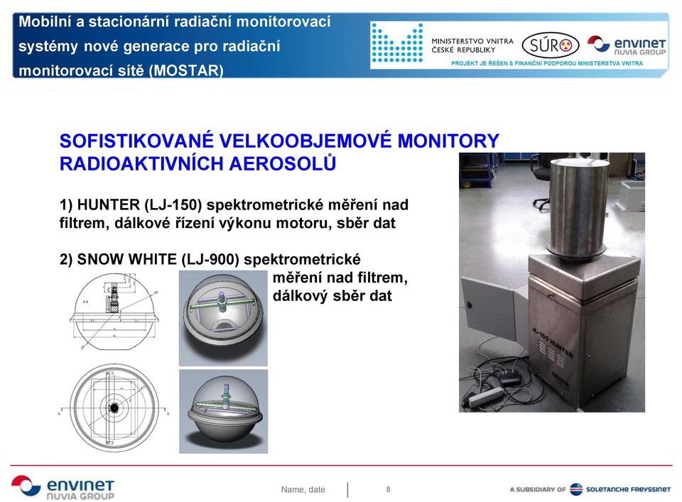 AEROSOLŮ 1) HUNTER (LJ-150) spektrometrické měření nad filtrem, dálkové řízení