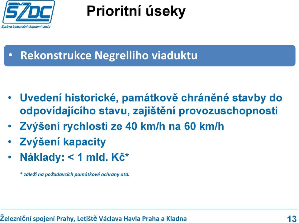 provozuschopnosti Zvýšení rychlosti ze 40 km/h na 60 km/h Zvýšení