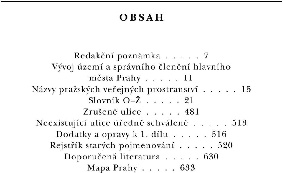 .... 481 Neexistující ulice úfiednû schválené..... 513 Dodatky a opravy k 1. dílu.