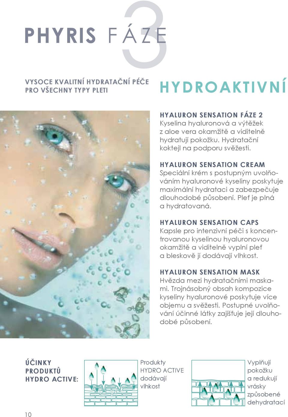 Pleť je plná a hydratovaná. HYALURON SENSATION CAPS Kapsle pro intenzivní péči s koncentrovanou kyselinou hyaluronovou okamžitě a viditelně vyplní pleť a bleskově jí dodávají vlhkost.
