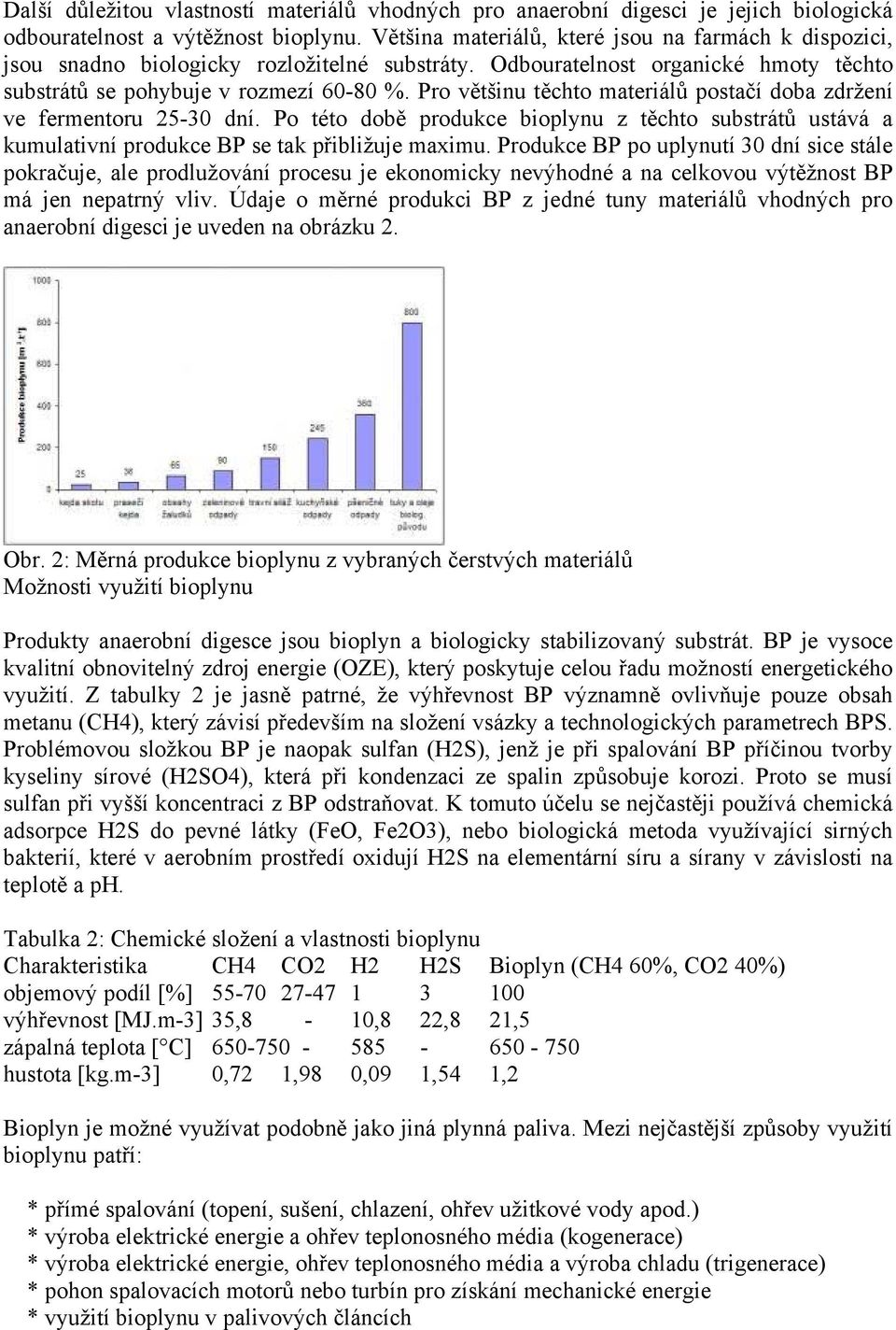 Pro většinu těchto materiálů postačí doba zdržení ve fermentoru 25-30 dní. Po této době produkce bioplynu z těchto substrátů ustává a kumulativní produkce BP se tak přibližuje maximu.