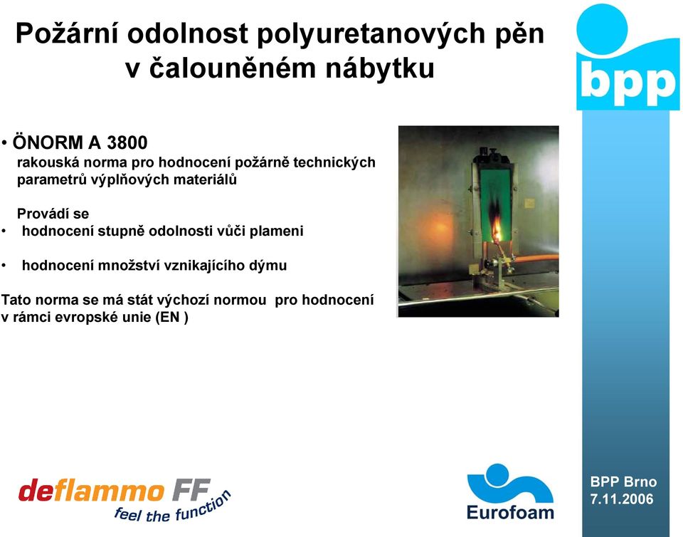 hodnocení stupně odolnosti vůči plameni hodnocení množství