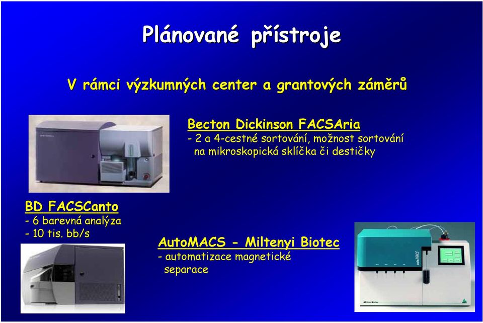 na mikroskopická sklíčka či destičky BD FACSCanto - 6 barevná analýza