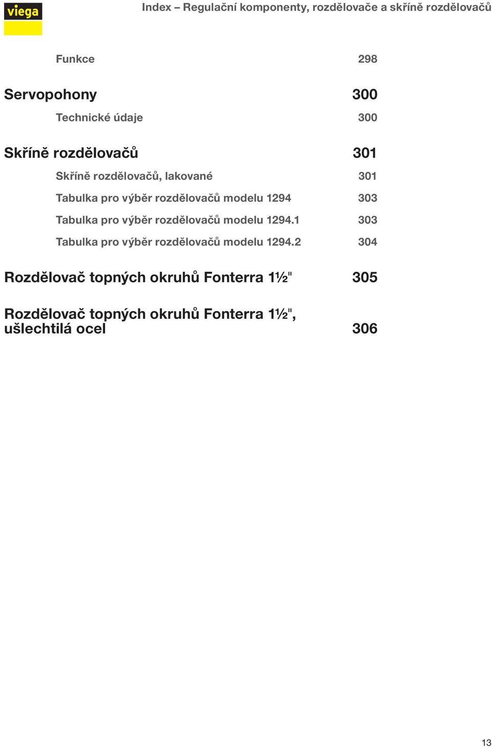 1294 303 Tabulka pro výběr rozdělovačů modelu 1294.1 303 Tabulka pro výběr rozdělovačů modelu 1294.