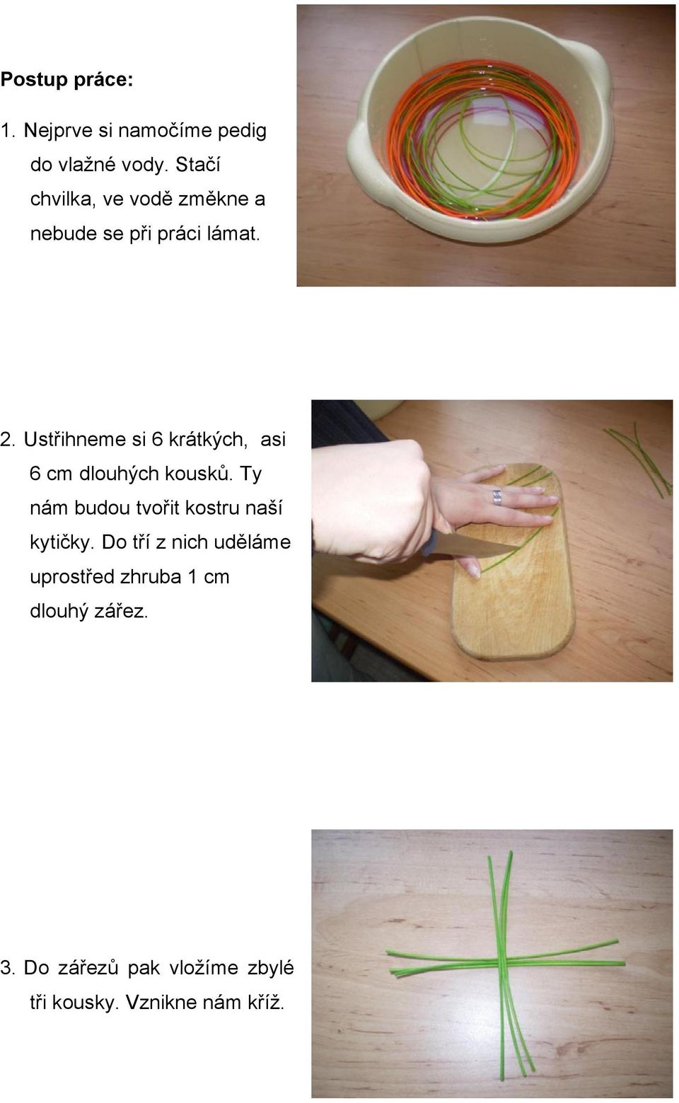 Ustřihneme si 6 krátkých, asi 6 cm dlouhých kousků.