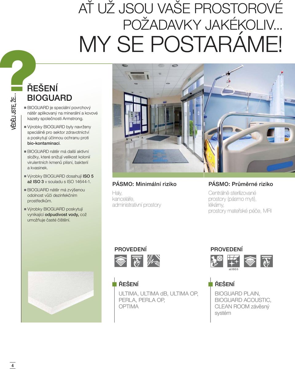 BIOGUARD nátěr má další aktivní složky, které snižují velikost kolonií virulentních kmenů plísní, bakterií a kvasinek. Výrobky BIOGUARD dosahují ISO 5 až ISO 3 v souladu s ISO 14644-1.
