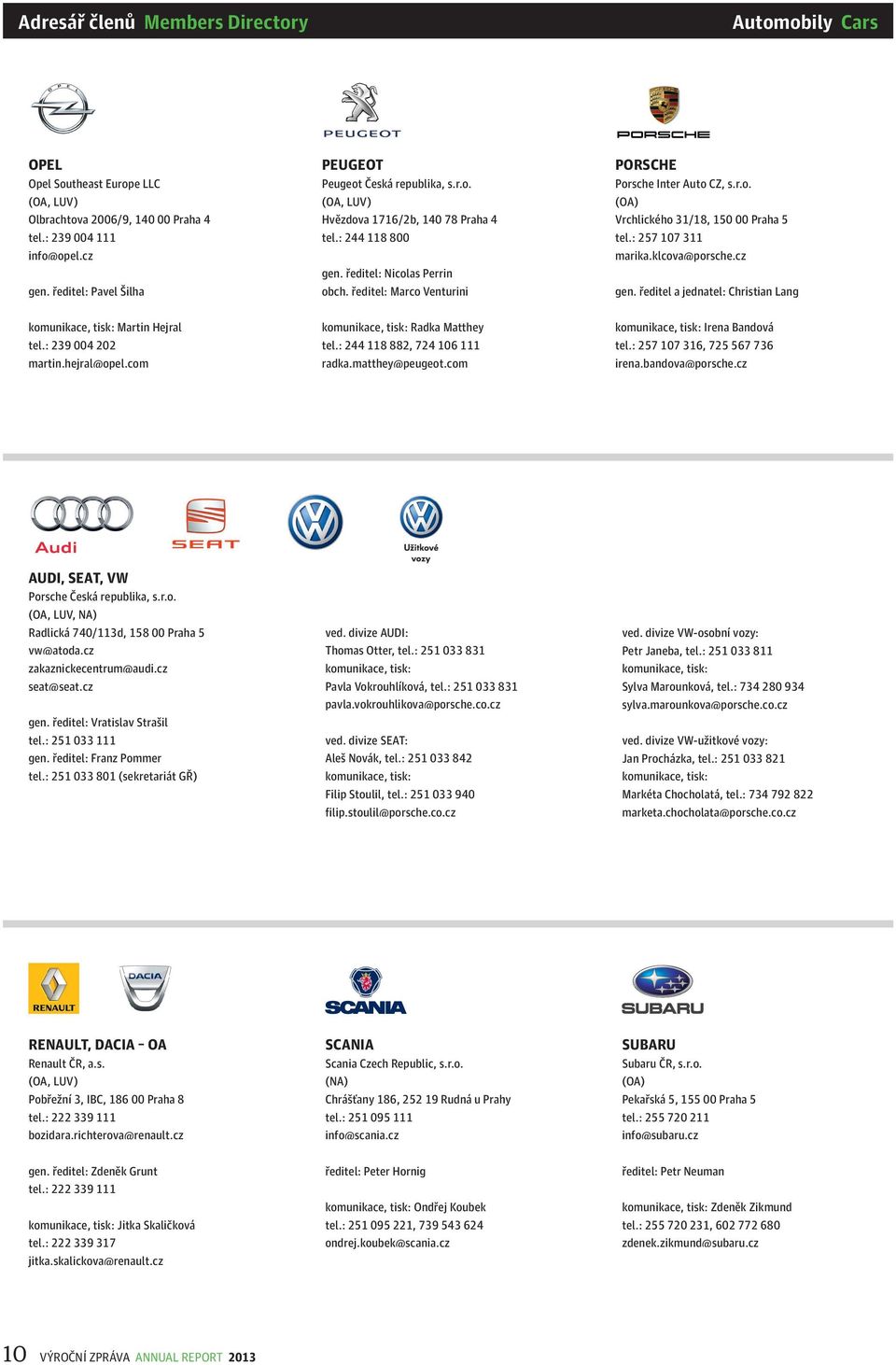 ředitel: Marco Venturini PORSCHE Porsche Inter Auto CZ, s.r.o. (OA) Vrchlického 31/18, 150 00 Praha 5 tel.: 257 107 311 marika.klcova@porsche.cz gen.