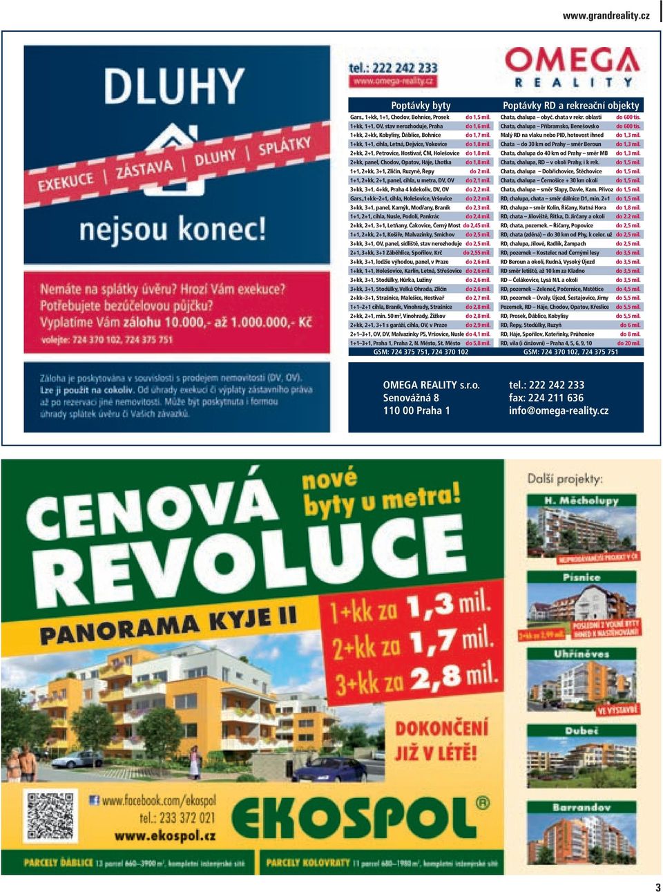 Holešovice 2+kk, panel, Chodov, Opatov, Háje, Lhotka do 1,5 mil. do 1,6 mil. do 1,7 mil. do 1,8 mil. do 1,8 mil. do 1,8 mil. 1+1, 2+kk, 3+1, Zličín, Ruzyně, Řepy do 2 mil.