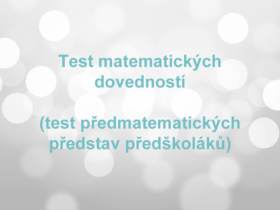 předmatematických