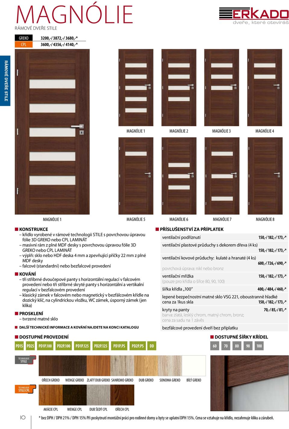 deska 4 mm a zpevňující příčky 22 mm z plné MDF desky falcové (standardní) nebo bezfalcové provedení KOVÁNÍ tři stříbrné dvoučepové panty s horizontální regulací v falcovém provedení nebo tři