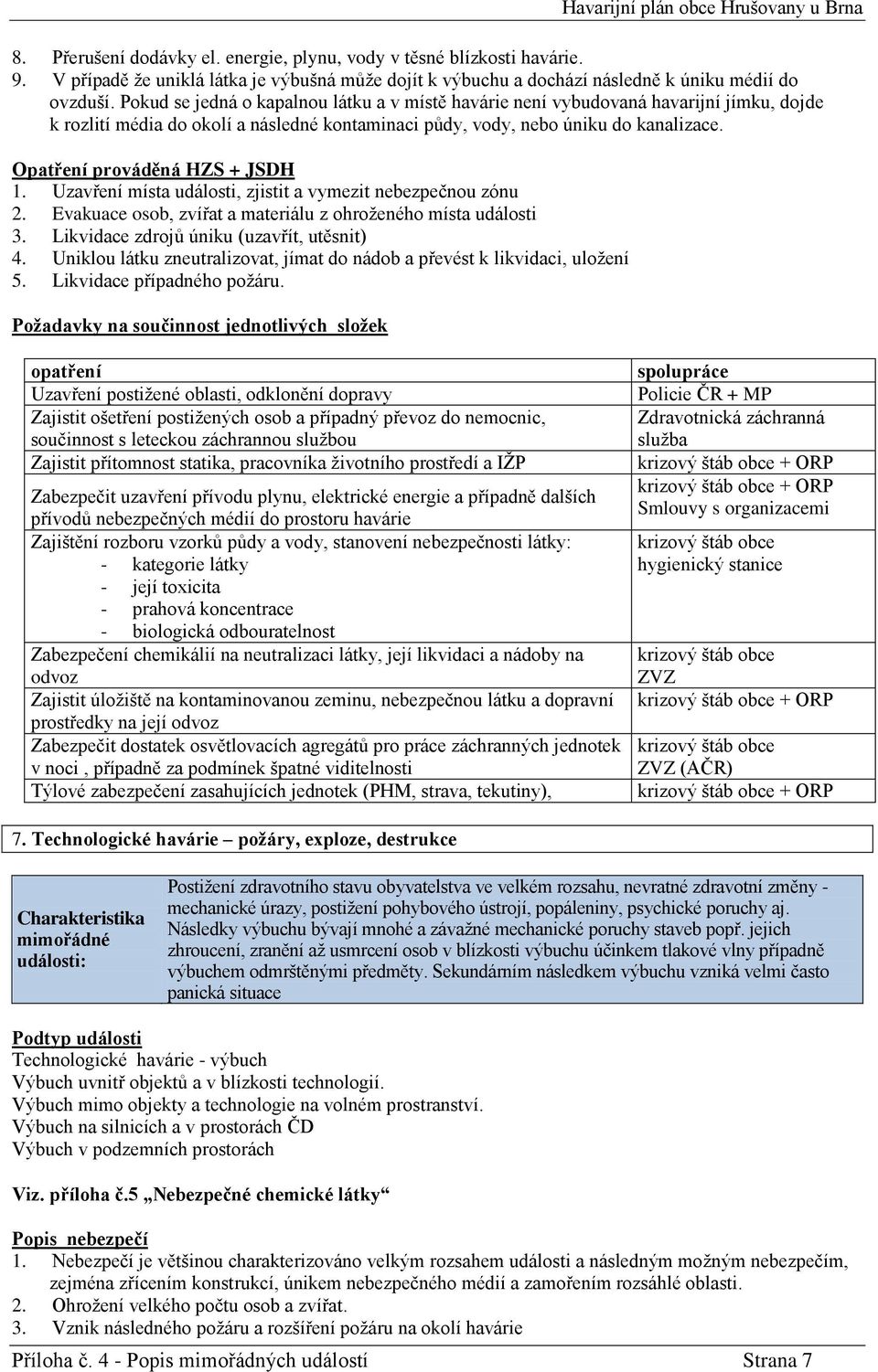 Uzavření místa události, zjistit a vymezit nebezpečnou zónu 2. Evakuace osob, zvířat a materiálu z ohroženého místa události 3. Likvidace zdrojů úniku (uzavřít, utěsnit) 4.