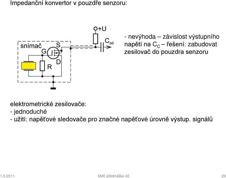 pouzdra senzoru elektrometrické zesilovače: - jednoduché -