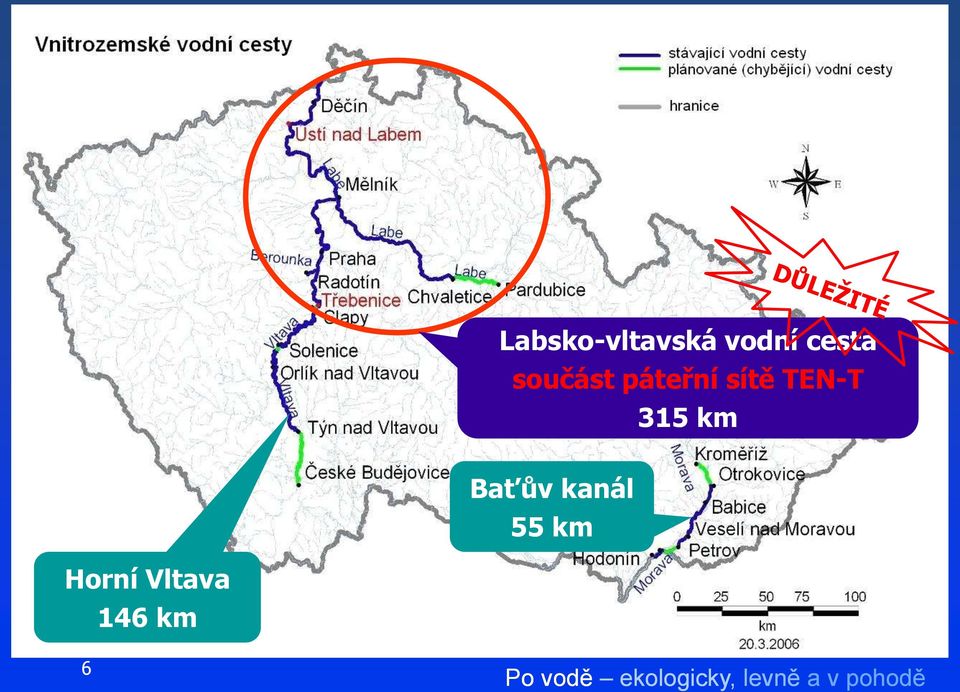 sítě TEN-T 315 km Baťův