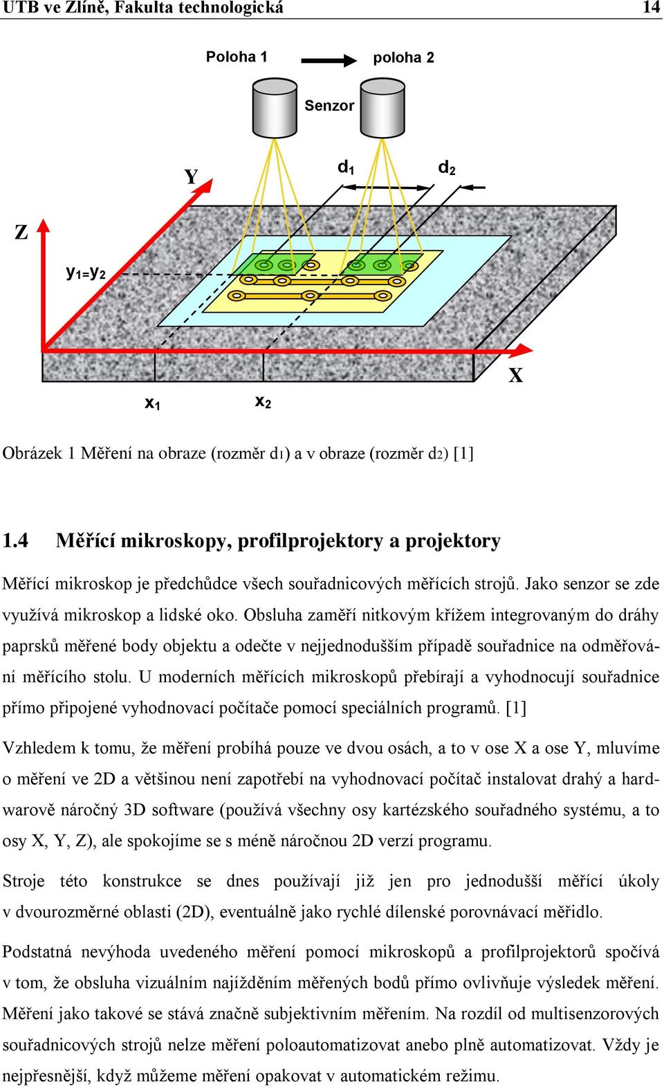 Obsluha zaměří nitkovým křížem integrovaným do dráhy paprsků měřené body objektu a odečte v nejjednodušším případě souřadnice na odměřování měřícího stolu.