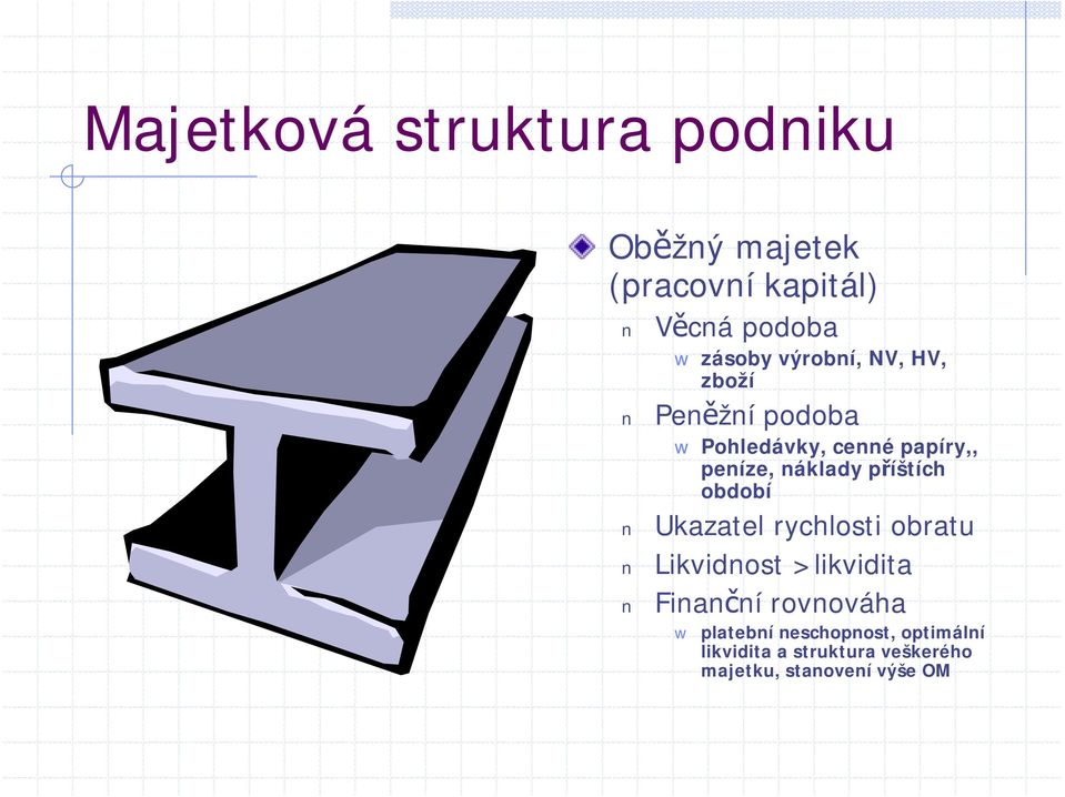 příštích období Ukazatel rychlosti obratu Likvidnost >likvidita Finanční rovnováha