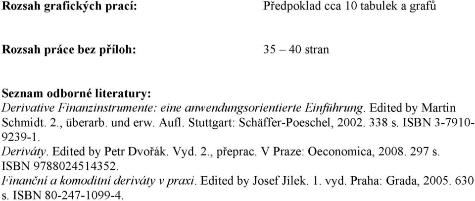 Stuttgart: Schäffer-Poeschel, 2002. 338 s. ISBN 3-7910- 9239-1. Deriváty. Edited by Petr Dvořák. Vyd. 2., přeprac.