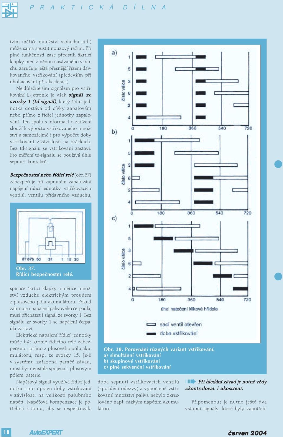 Nejdůležitějším signálem pro vstřikování L-Jetronic je však signál ze svor orky ky 1 (td-signál), který řídicí jednotka dostává od cívky zapalování nebo přímo z řídicí jednotky zapalování.