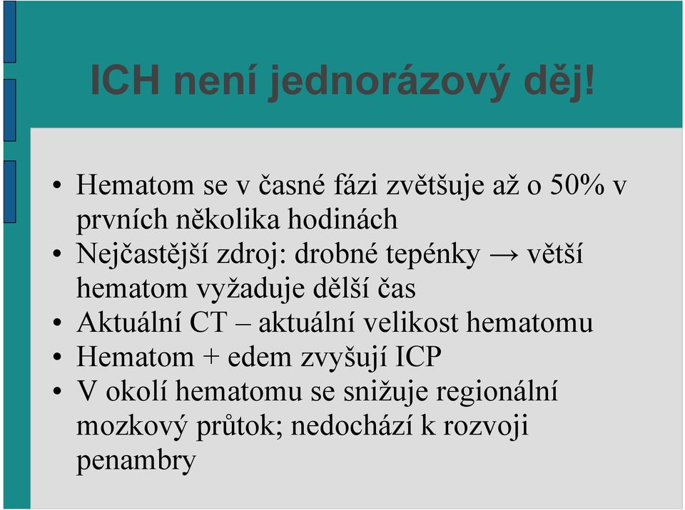 Nejčastější zdroj: drobné tepénky větší hematom vyžaduje dělší čas Aktuální