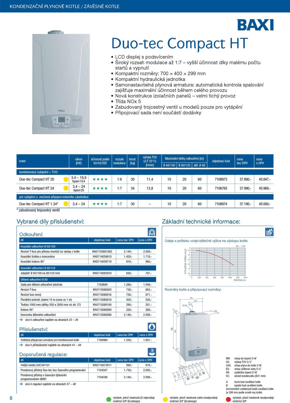 trojcestný ventil u modelů pouze pro vytápění Připojovací sada není součástí dodávky kotel kombinovaný (vytápění + TUV) Duo-tec Compact HT 2 Duo-tec Compact HT 24 výkon [kw] pro vytápění (+ možnost