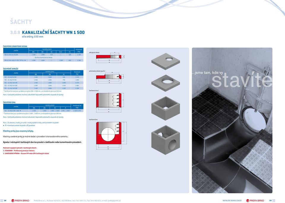 SKC 1 500 1 800 1 3 085 ZS Q 150/150 SKC 1 500 1 800 1 500 3 700 * Šachtové skruže jsou vyráběny ve výšce 500 1 500 mm, ve skladebné výšce po mm přechodová deska typ Q.1 šachtová skruž Pozn.