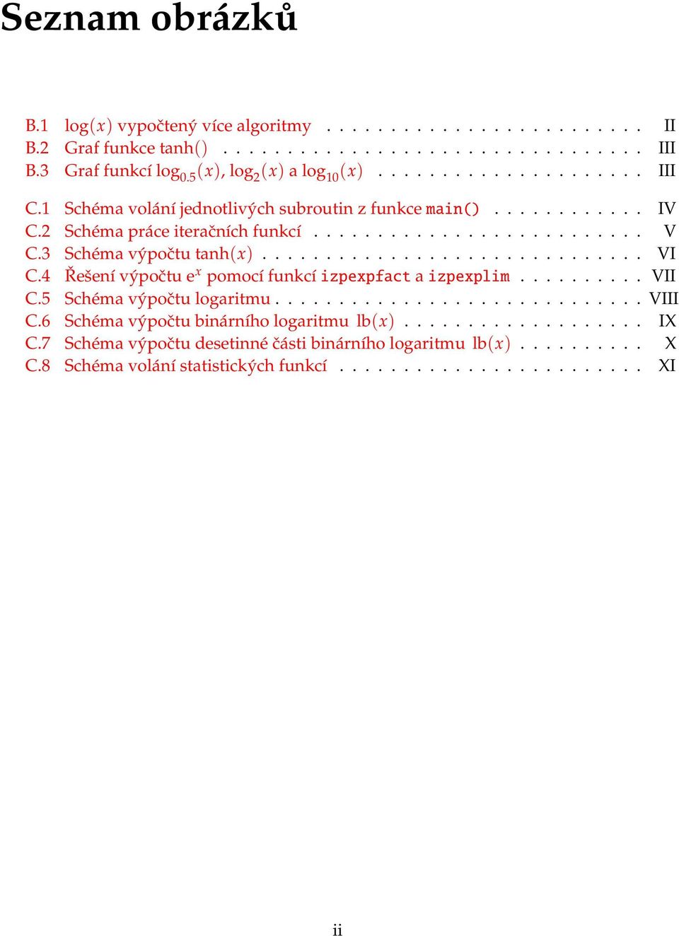 3 Schéma výpočtu tanh(x).............................. VI C.4 Řešení výpočtu e x pomocí funkcí izpexpfact a izpexplim.......... VII C.5 Schéma výpočtu logaritmu............................. VIII C.