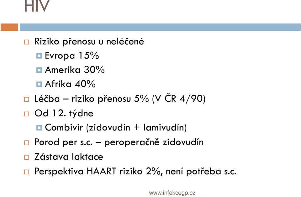 týdne Combivir (zidovudín + lamivudín) Porod per s.c.