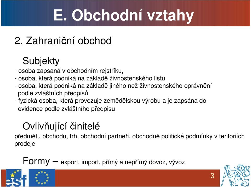 osoba, která podniká na základě jiného než živnostenského oprávnění podle zvláštních předpisů - fyzická osoba, která provozuje