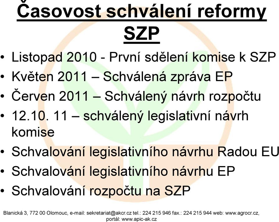 10. 11 schválený legislativní návrh komise Schvalování legislativního