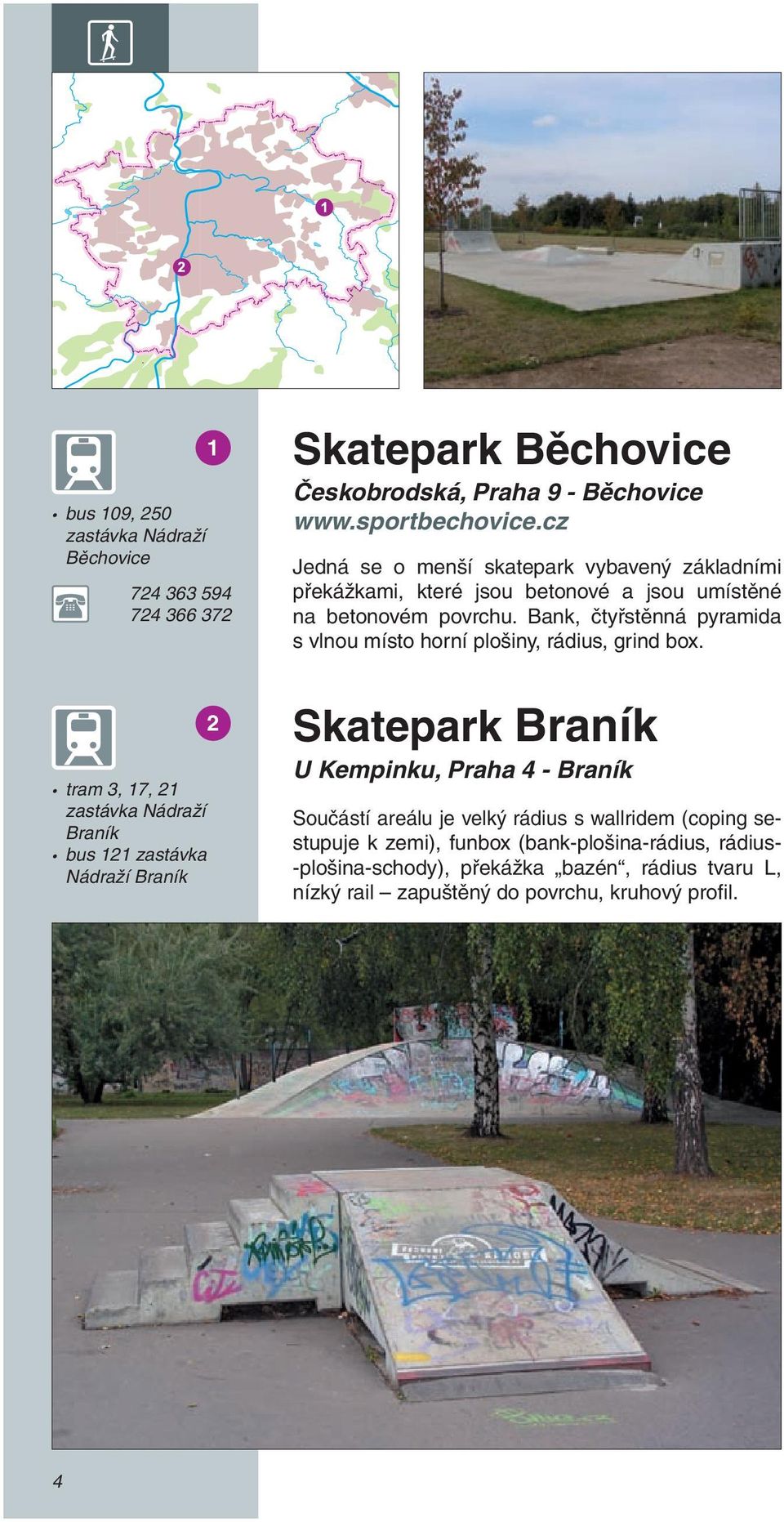 Bank, čtyřstěnná pyramida s vlnou místo horní plošiny, rádius, grind box.