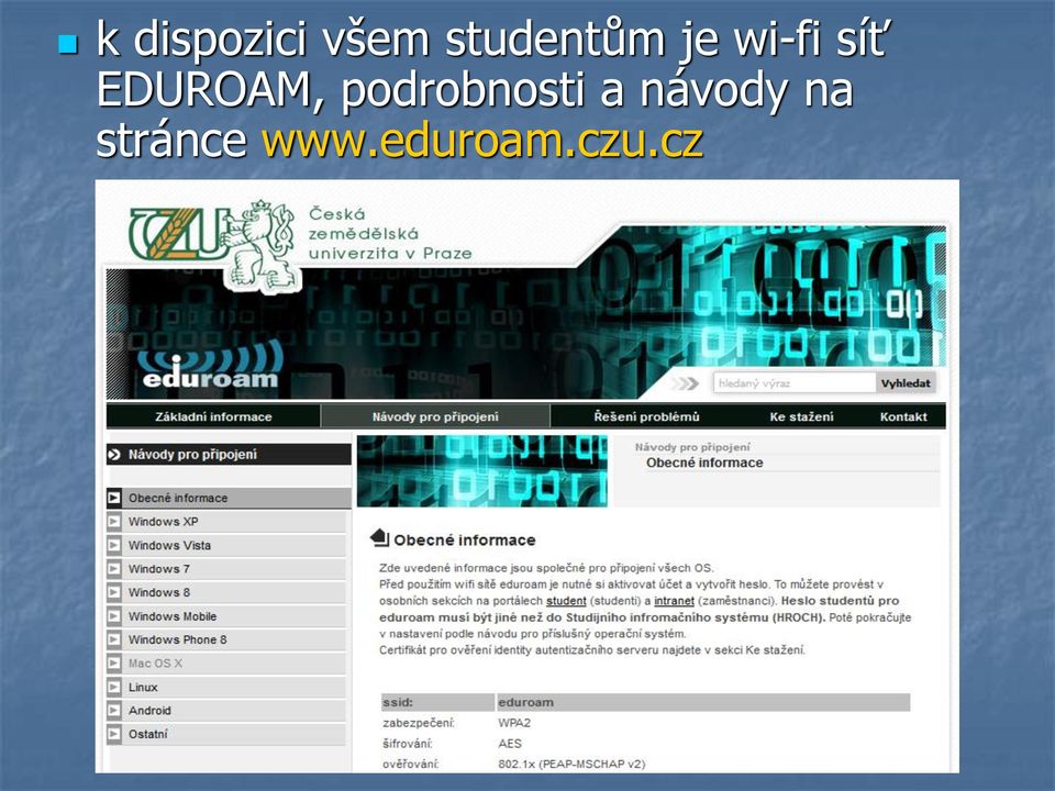 EDUROAM, podrobnosti a