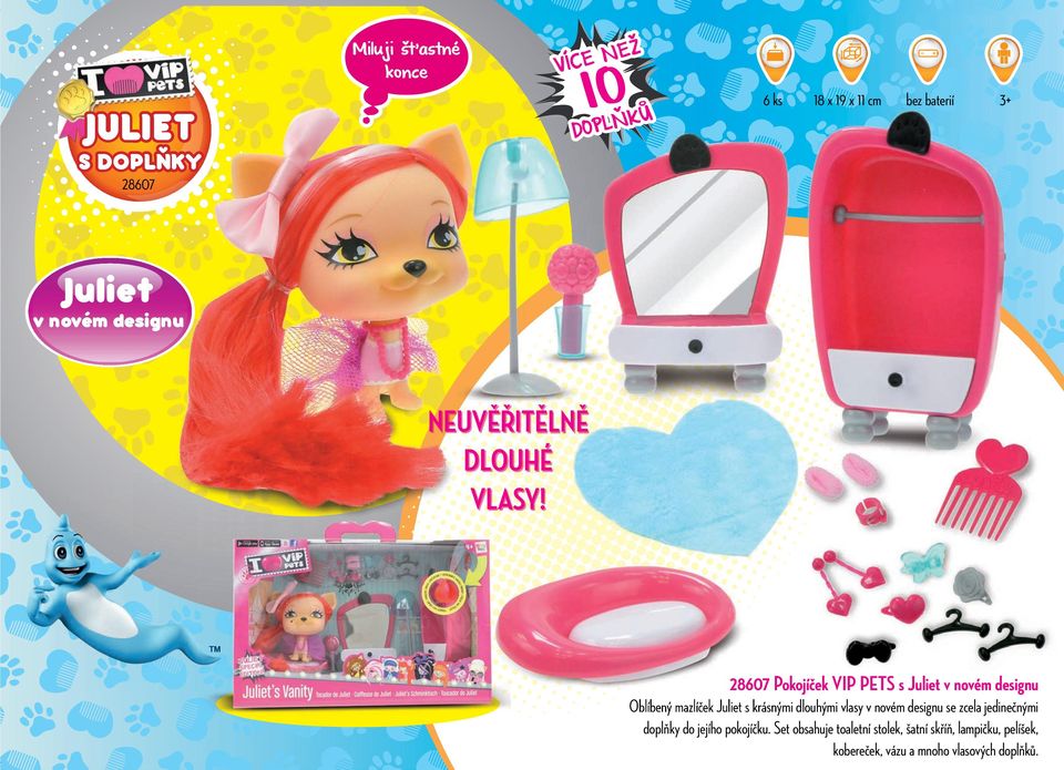 28607 Pokojíček VP PETS s Juliet v novém designu Oblíbený mazlíček Juliet s krásnými dlouhými vlasy